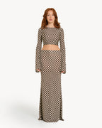 The Long-Sleeve Lyrelle Set - Brown Polkadots