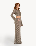 The Long-Sleeve Lyrelle Set - Brown Polkadots