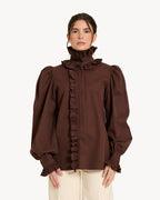 The Volants Denim Shirt - Brown