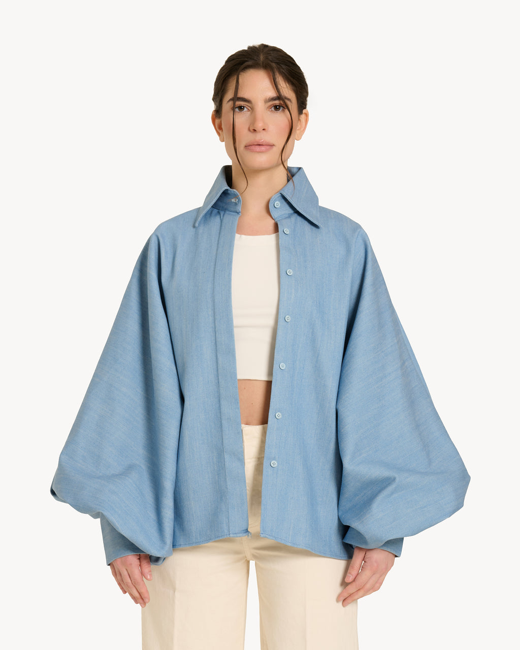 The Denim Balloon Shirt - Light Blue