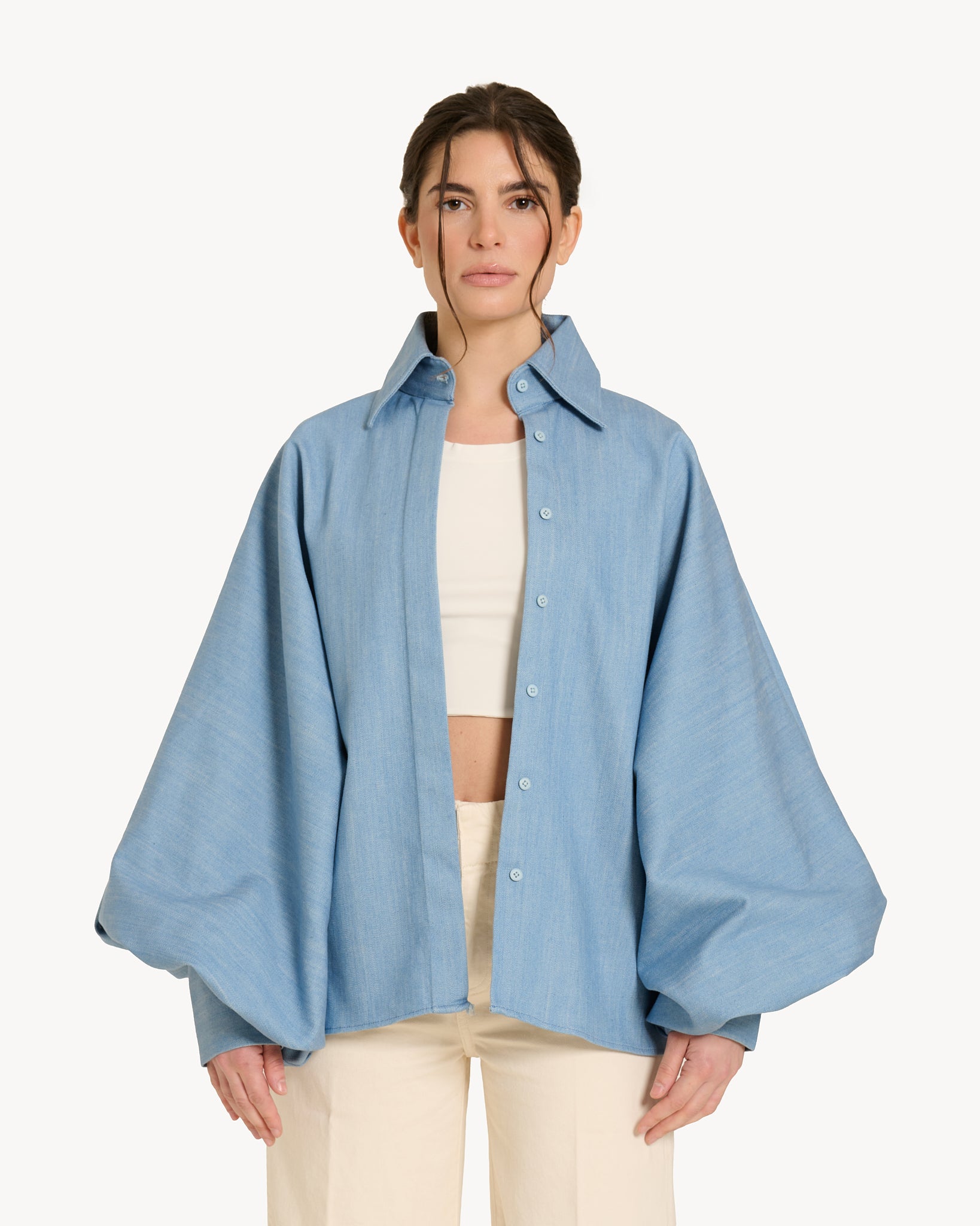 The Denim Balloon Shirt - Light Blue