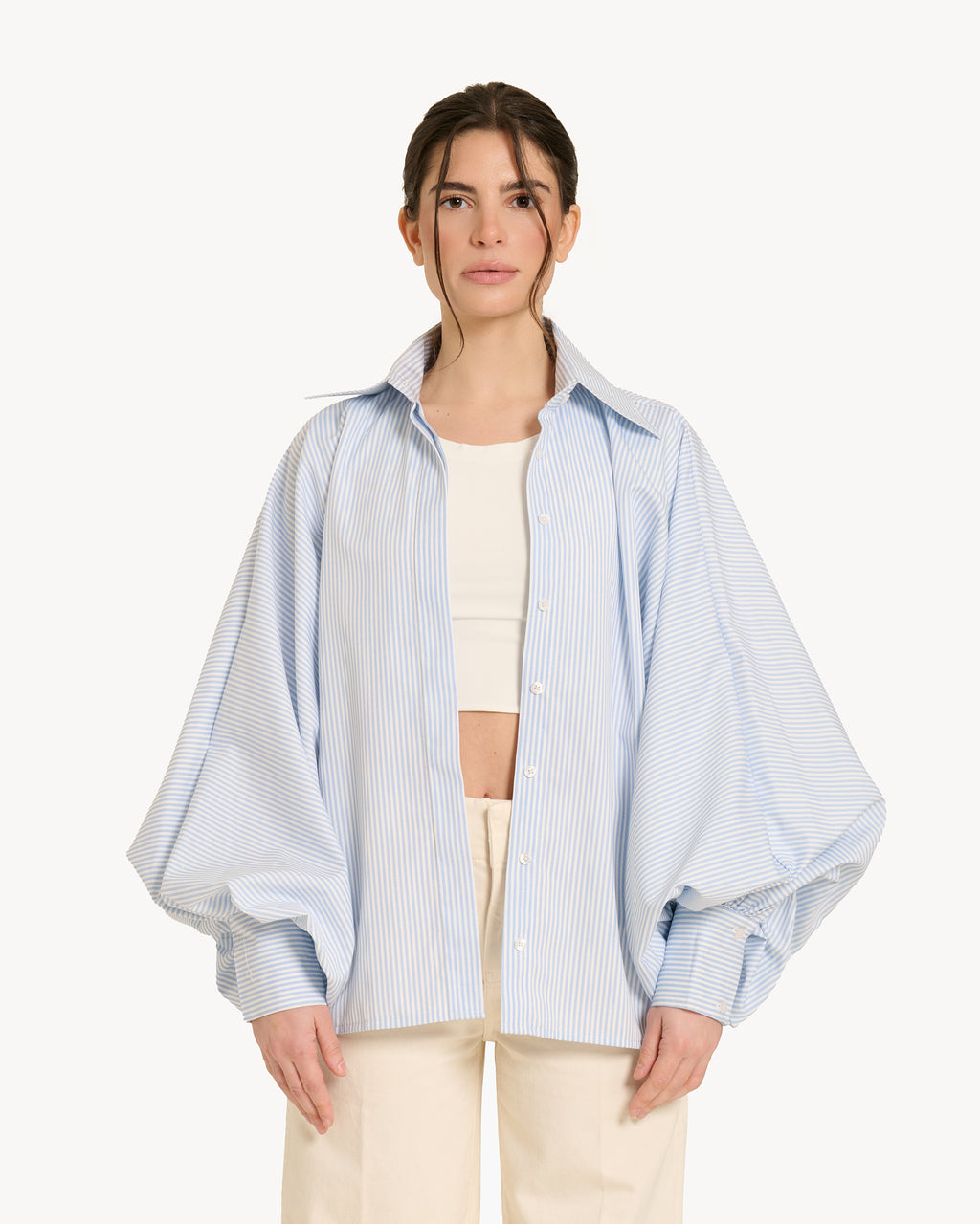 The Balloon Shirt – Light Blue Striped