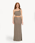 The One-Shoulder Lyrelle Set - Brown Polkadots
