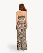 The One-Shoulder Lyrelle Set - Brown Polkadots